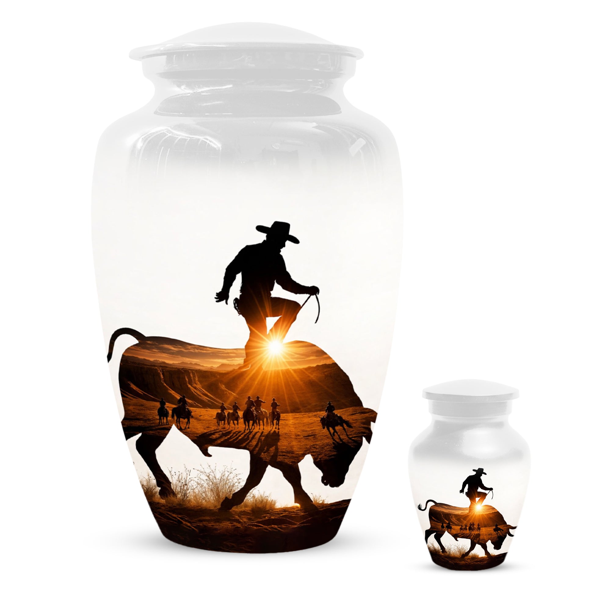 Western Cowboy memorial Urn for Dad - Cowboy Cremation Urns for Men