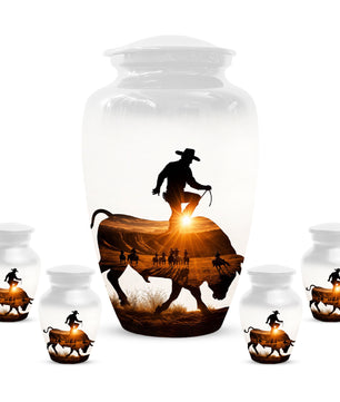 Western Cowboy memorial Urn for Dad - Cowboy Cremation Urns for Men