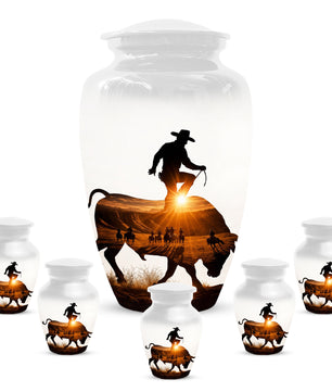 Western Cowboy memorial Urn for Dad - Cowboy Cremation Urns for Men