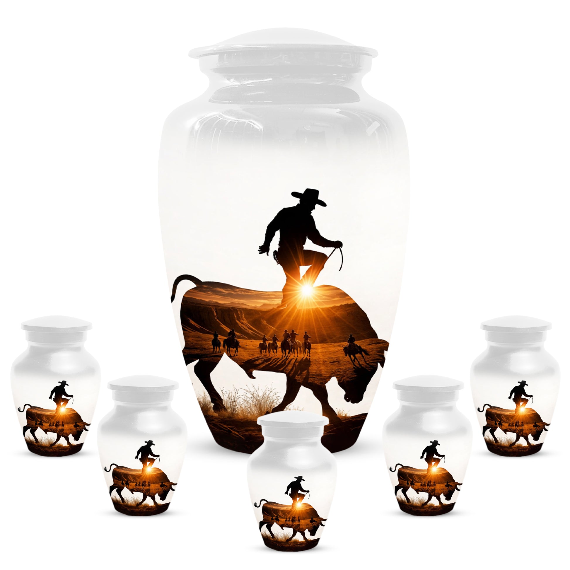Western Cowboy memorial Urn for Dad - Cowboy Cremation Urns for Men