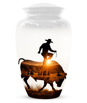 Western Cowboy memorial Urn for Dad - Cowboy Cremation Urns for Men