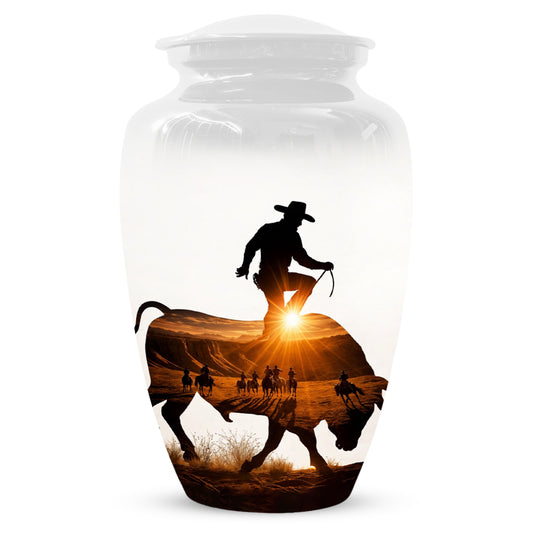 Western Cowboy memorial Urn for Dad - Cowboy Cremation Urns for Men