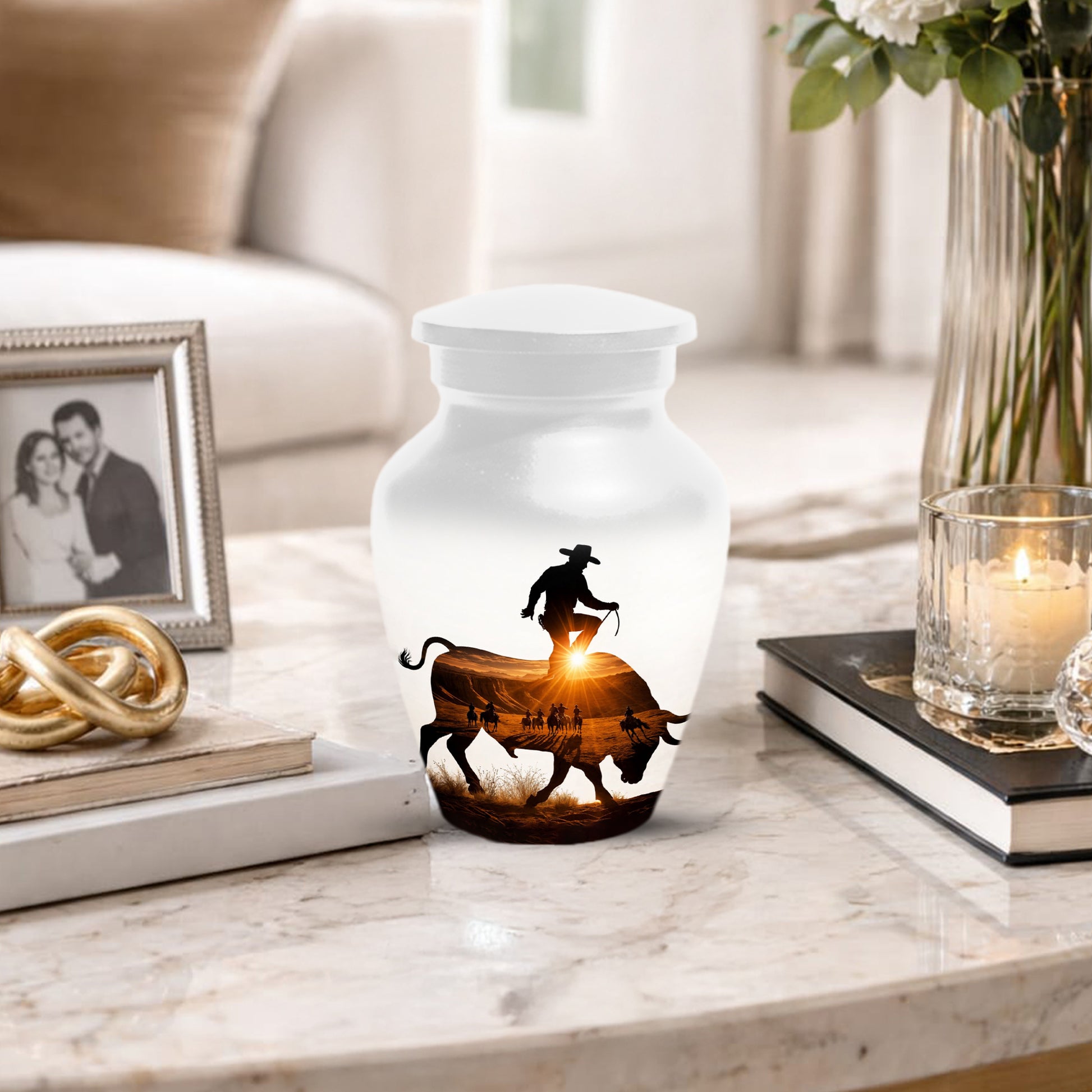 Western Cowboy memorial Urn for Dad - Cowboy Cremation Urns for Men