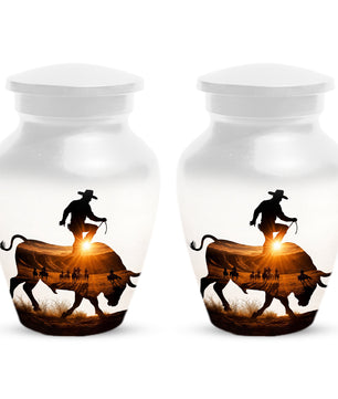Western Cowboy memorial Urn for Dad - Cowboy Cremation Urns for Men