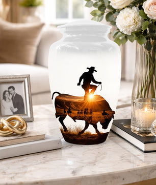 Western Cowboy memorial Urn for Dad - Cowboy Cremation Urns for Men