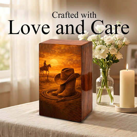 Dallas Cowboy Urn For Ashes Male - Wooden Cowboys Urns For Dad