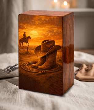 Dallas Cowboy Urn For Ashes Male - Wooden Cowboys Urns For Dad