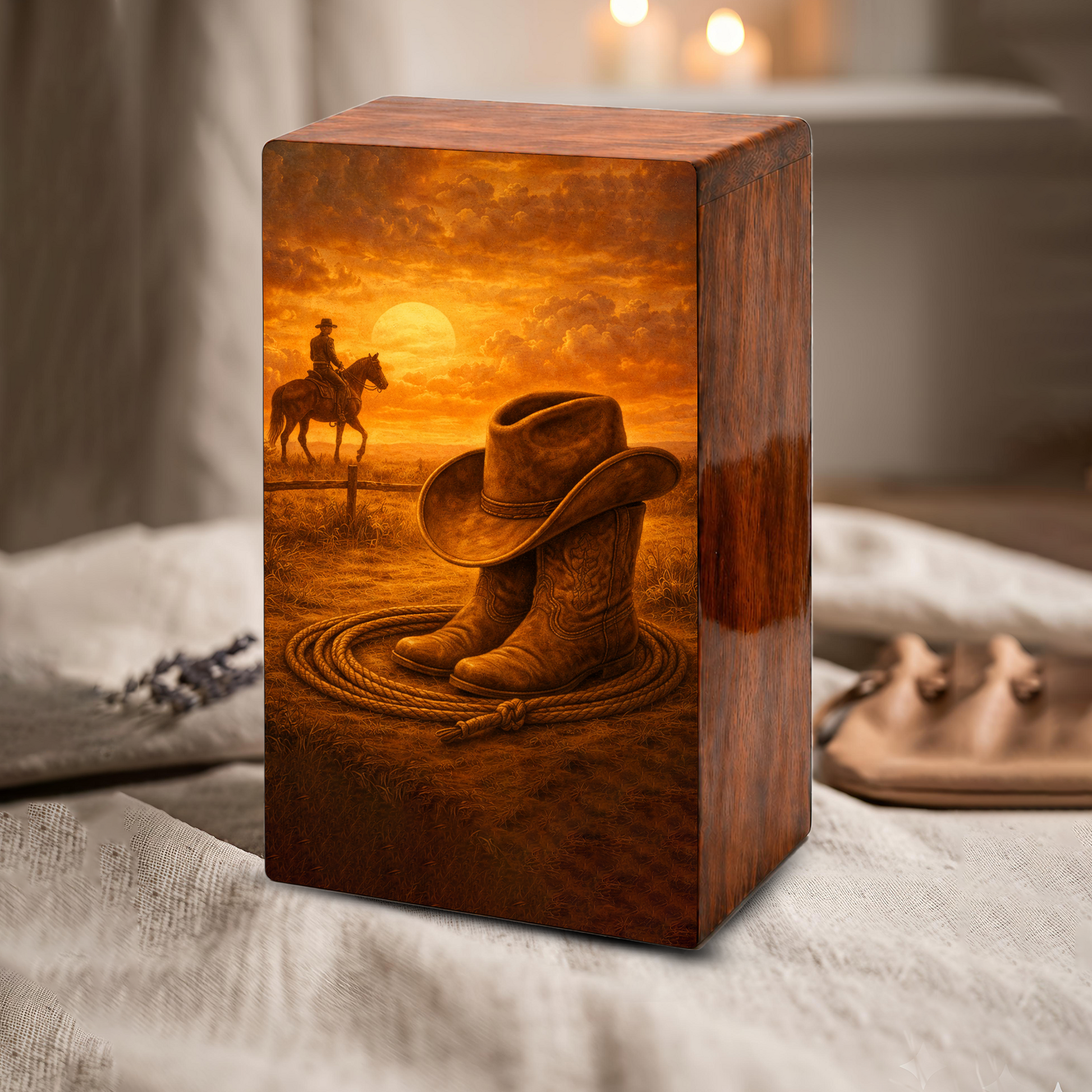 Dallas Cowboy Urn For Ashes Male - Wooden Cowboys Urns For Dad