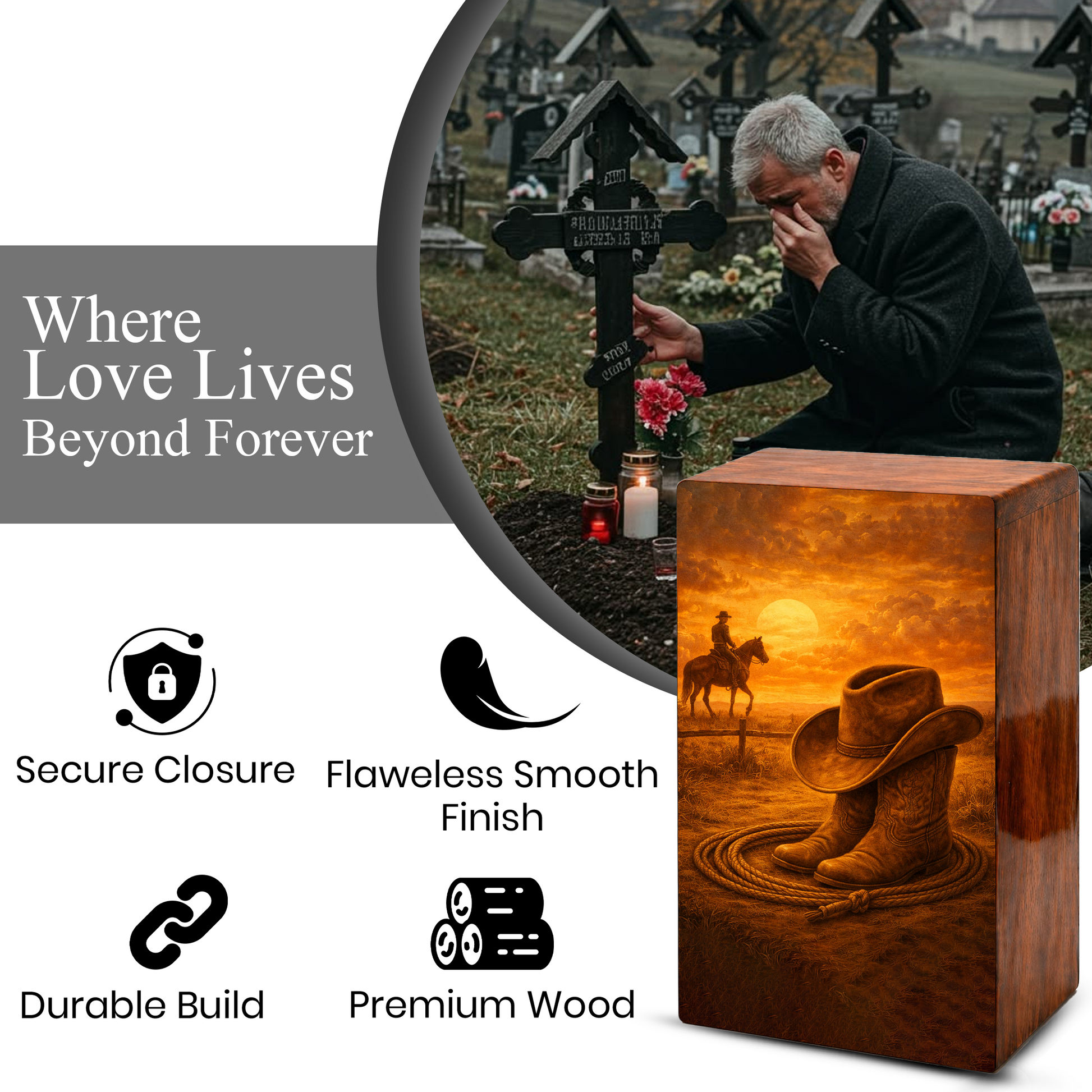Dallas Cowboy Urn For Ashes Male - Wooden Cowboys Urns For Dad