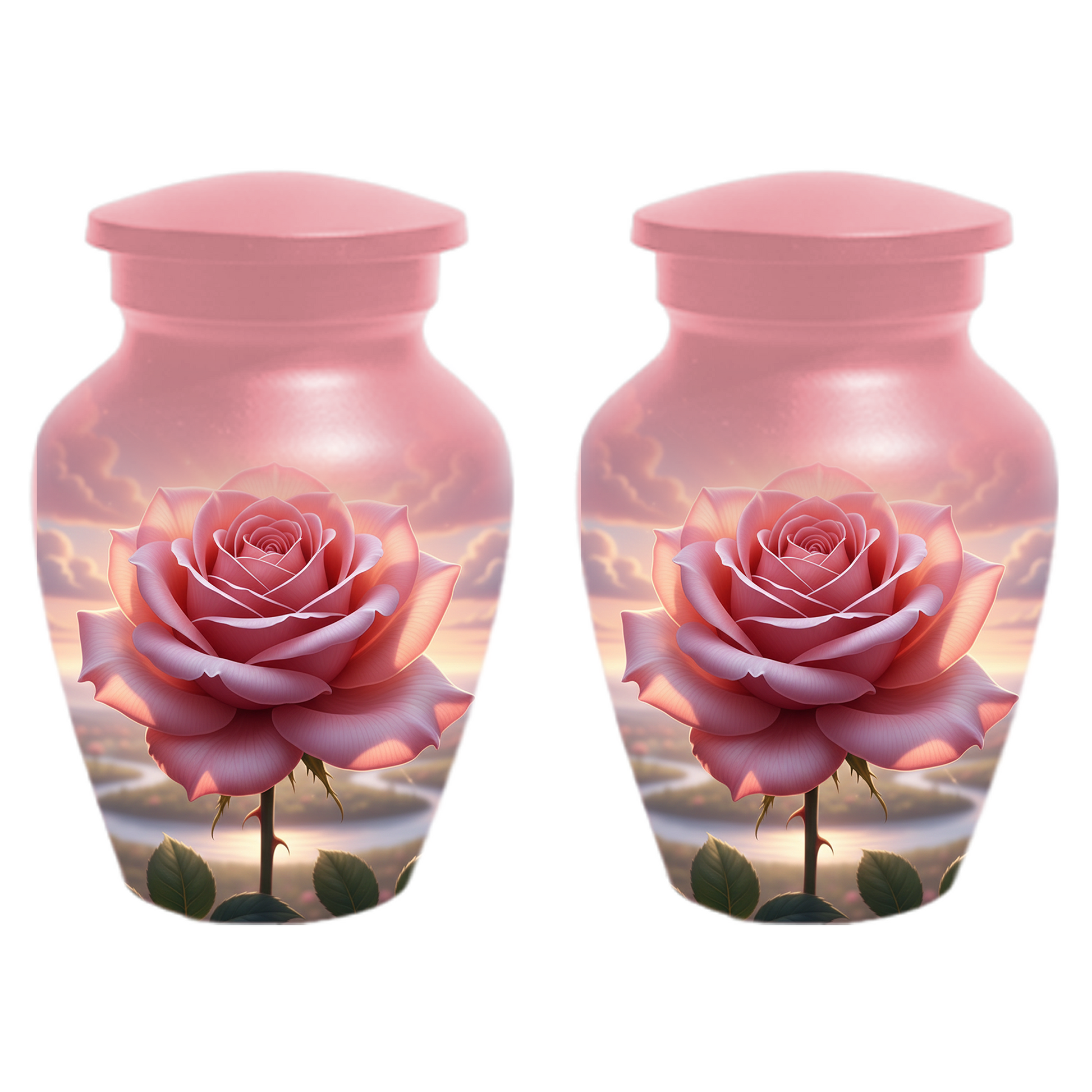 Pink Rose Memorial Urn | Custom Cremation Flower Urn for Human Ashes