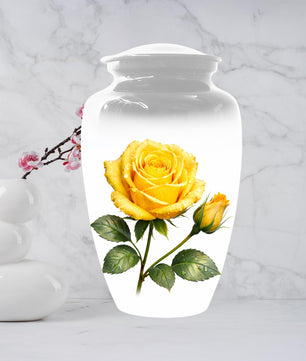 Yellow Rose Cremation Urn For Ashes - Flower Keepsake Mini Urns With Rose