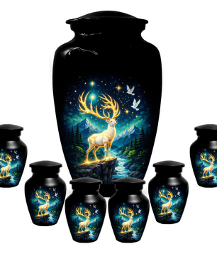 Personalized White Stag Memorial Urn for Ashes, Deer Cremation Urn, Custom Adult Funeral Urn