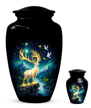 Personalized White Stag Memorial Urn for Ashes, Deer Cremation Urn, Custom Adult Funeral Urn