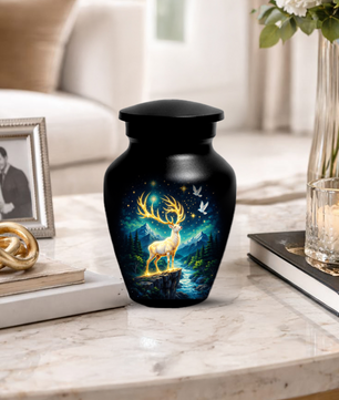 Personalized White Stag Memorial Urn for Ashes, Deer Cremation Urn, Custom Adult Funeral Urn