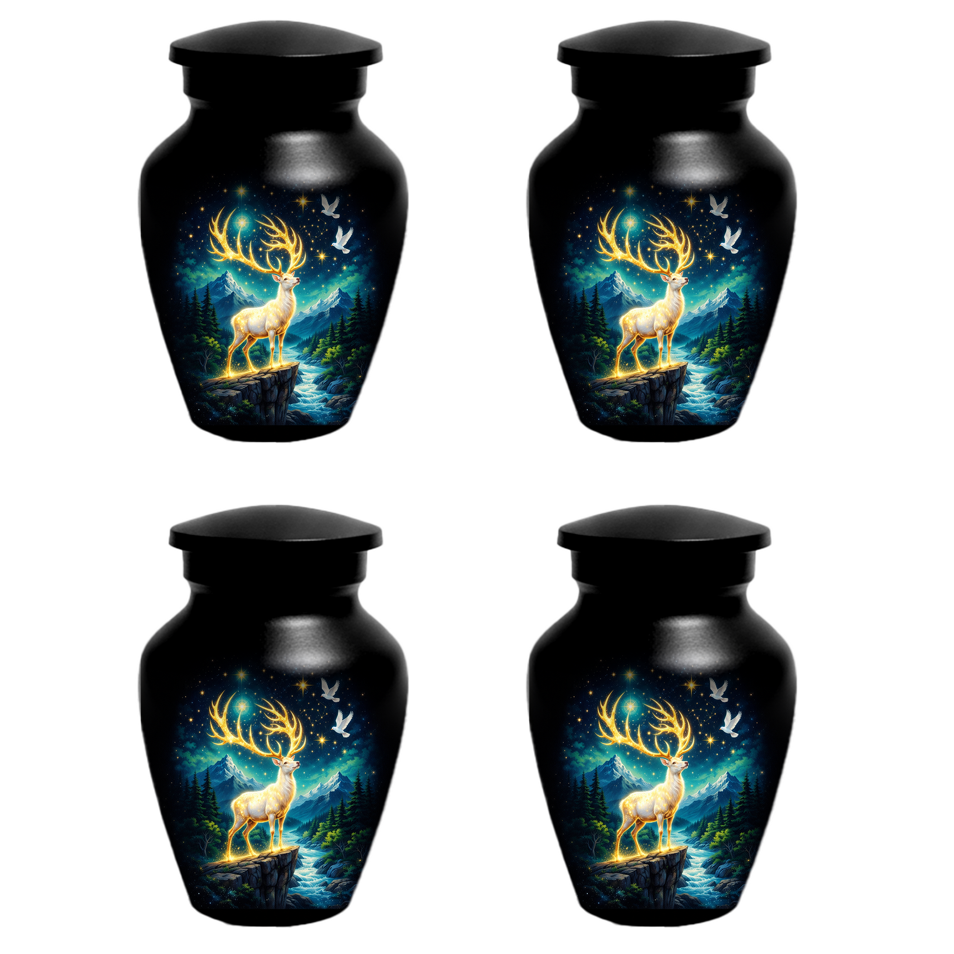 Personalized White Stag Memorial Urn for Ashes, Deer Cremation Urn, Custom Adult Funeral Urn