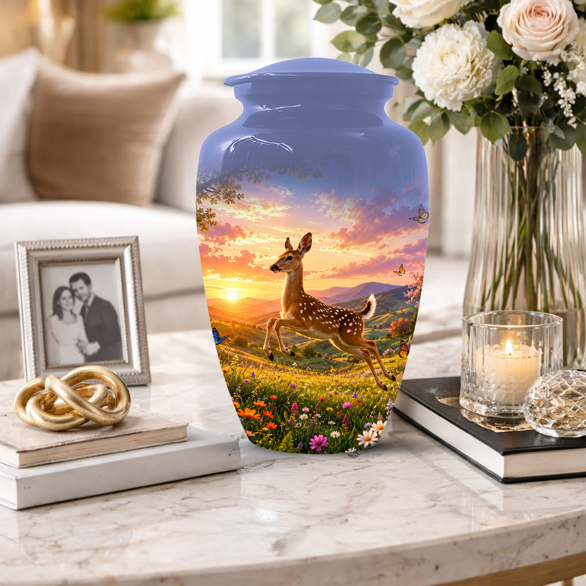 Deer Cremation Urn for Ashes -  Personalized Wildlife Memorial for Mom