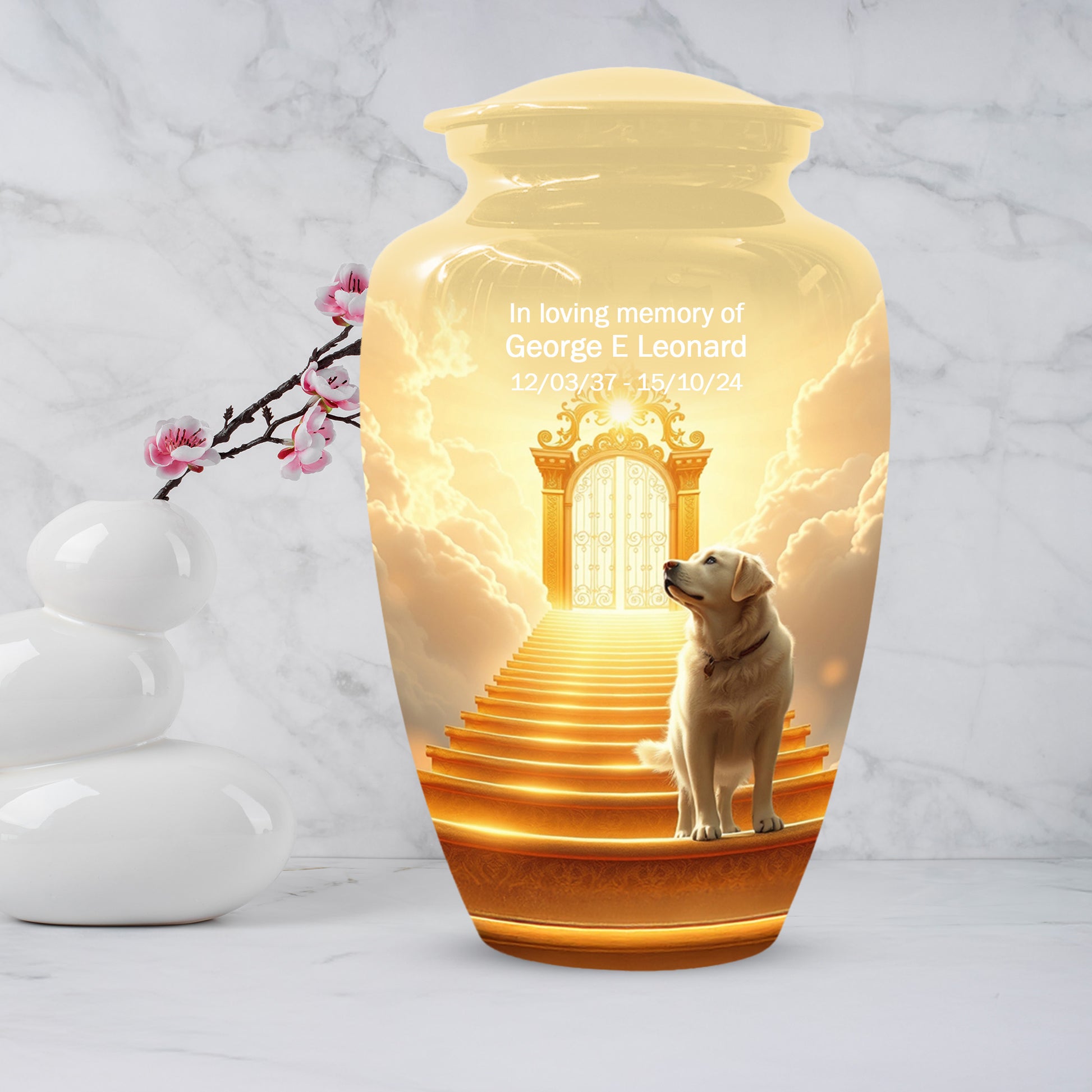 Personalized Pet Urn for Dog - Heavenly Gate Cremation Keepsake Urns