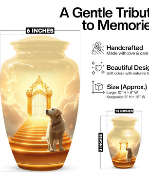 Personalized Pet Urn for Dog - Heavenly Gate Cremation Keepsake Urns