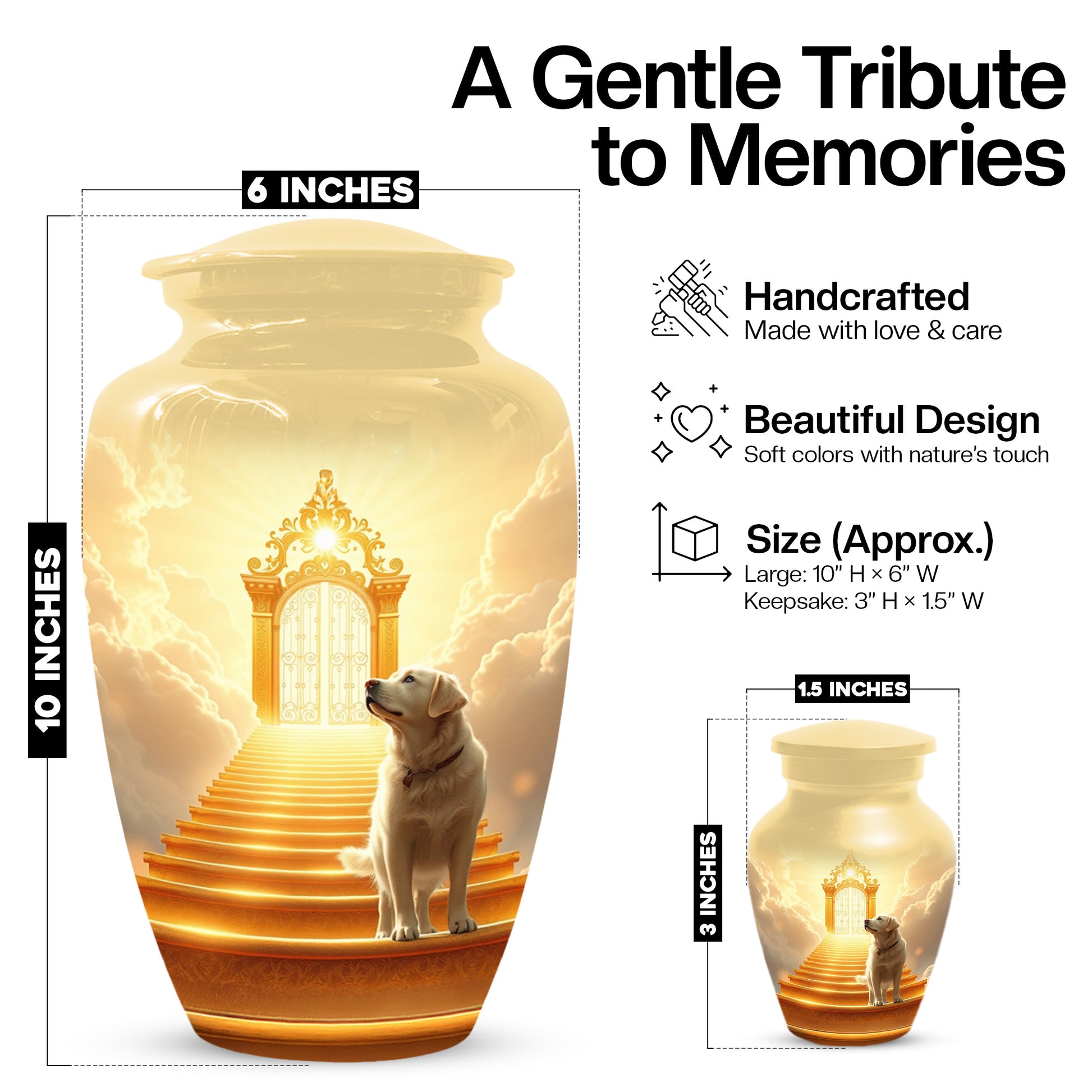 Personalized Pet Urn for Dog - Heavenly Gate Cremation Keepsake Urns