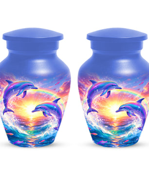Dolphin Sunset Urn for Mom or Dad -  Beautiful Ocean Cremation Urns for Women & Men