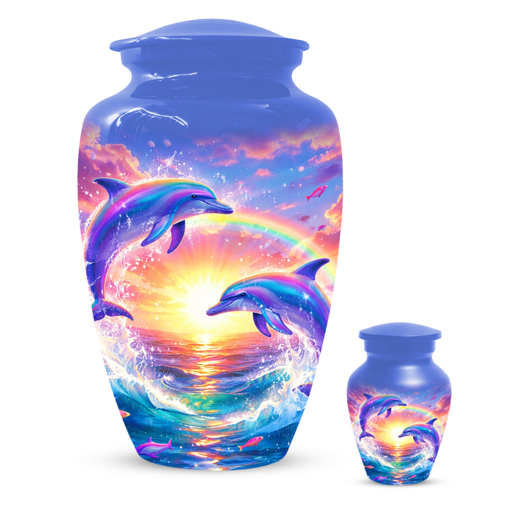 Dolphin Sunset Urn for Mom or Dad -  Beautiful Ocean Cremation Urns for Women & Men