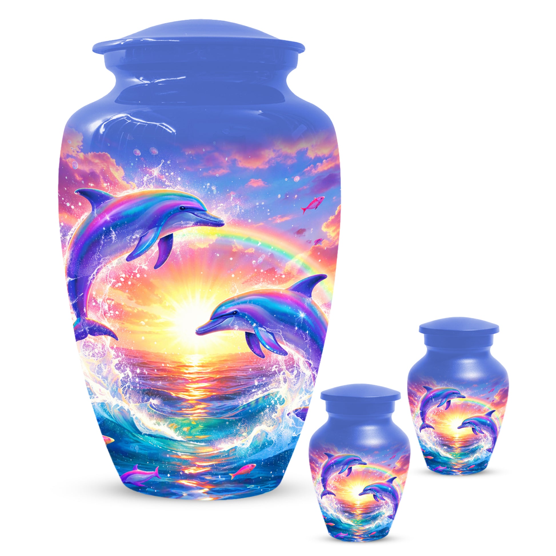 Dolphin Sunset Urn for Mom or Dad -  Beautiful Ocean Cremation Urns for Women & Men