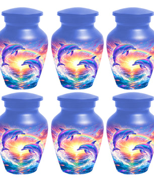 Dolphin Sunset Urn for Mom or Dad -  Beautiful Ocean Cremation Urns for Women & Men