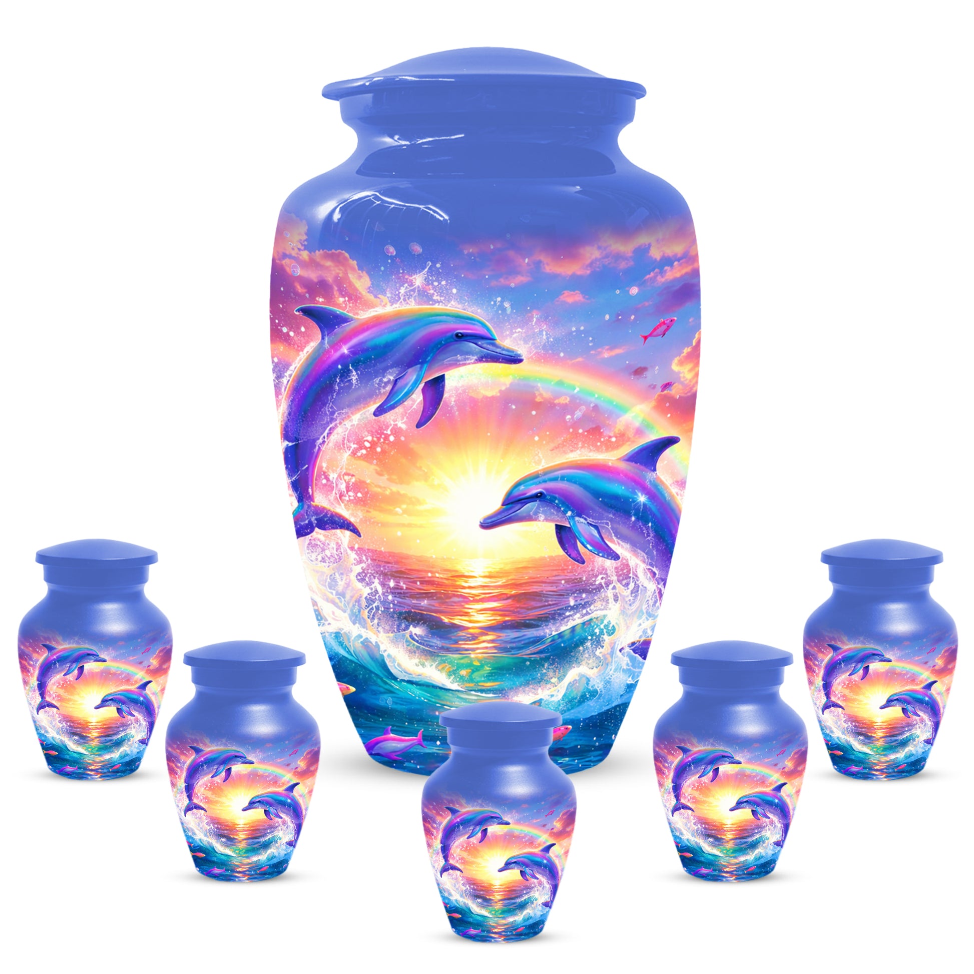 Dolphin Sunset Urn for Mom or Dad -  Beautiful Ocean Cremation Urns for Women & Men