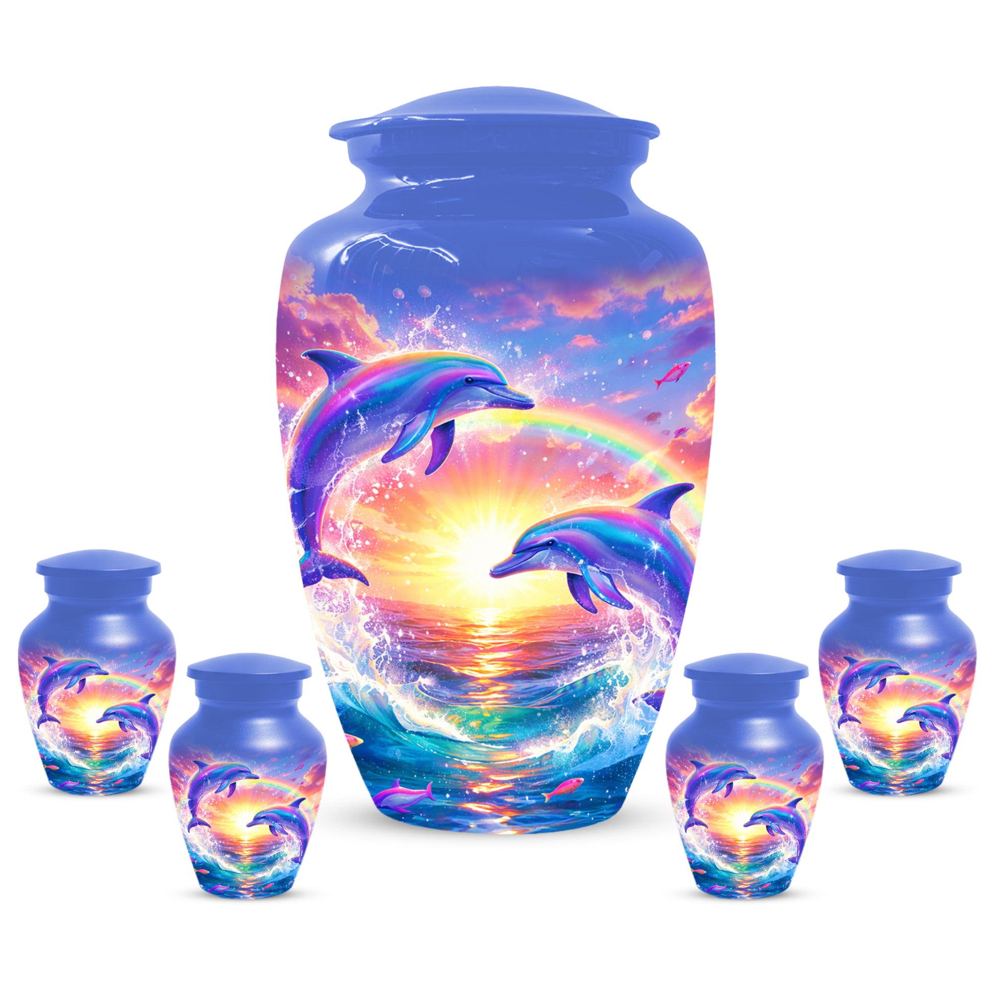 Dolphin Sunset Urn for Mom or Dad -  Beautiful Ocean Cremation Urns for Women & Men