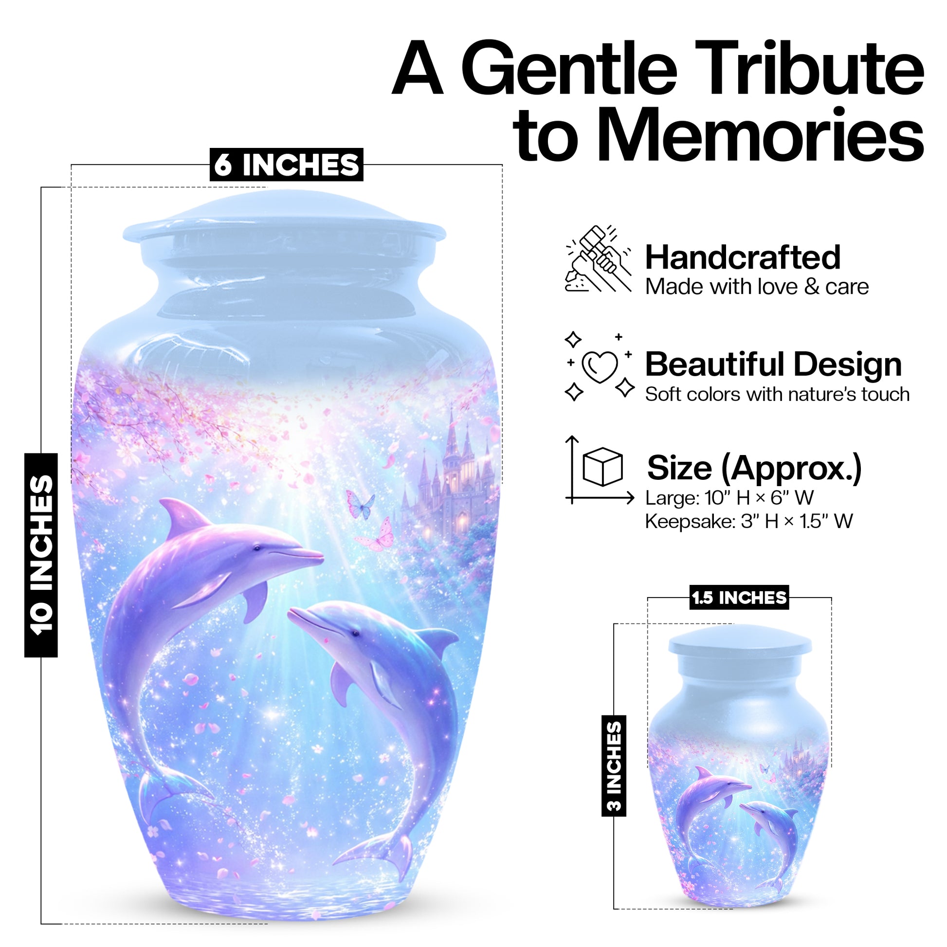 Dolphin  Memorial Urn for Mom  - Beautiful Ocean Cremation Urns for Women