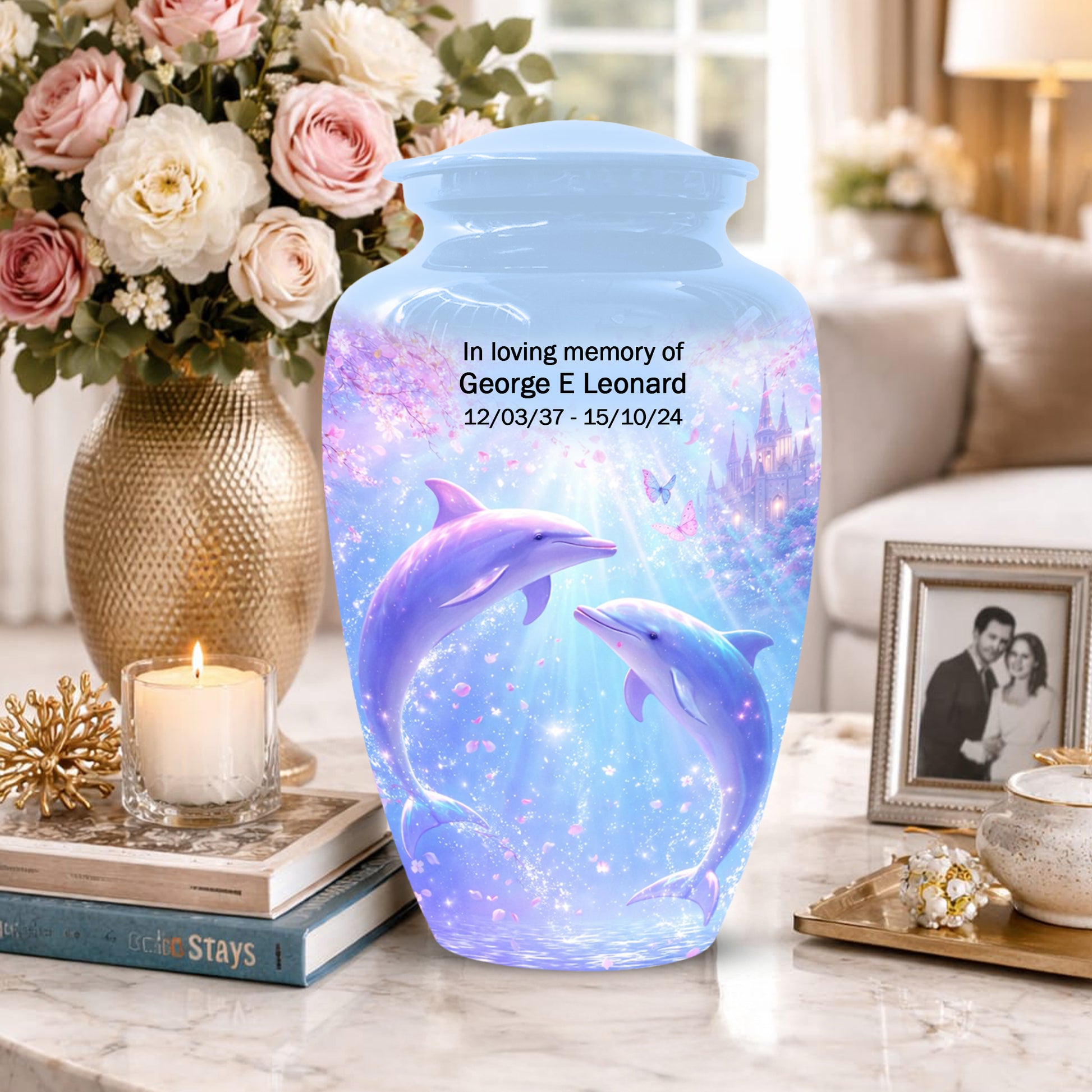 Dolphin  Memorial Urn for Mom  - Beautiful Ocean Cremation Urns for Women