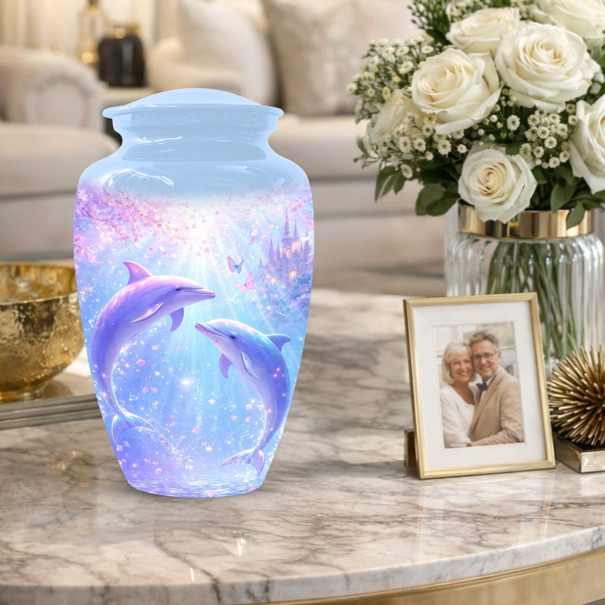Dolphin  Memorial Urn for Mom  - Beautiful Ocean Cremation Urns for Women