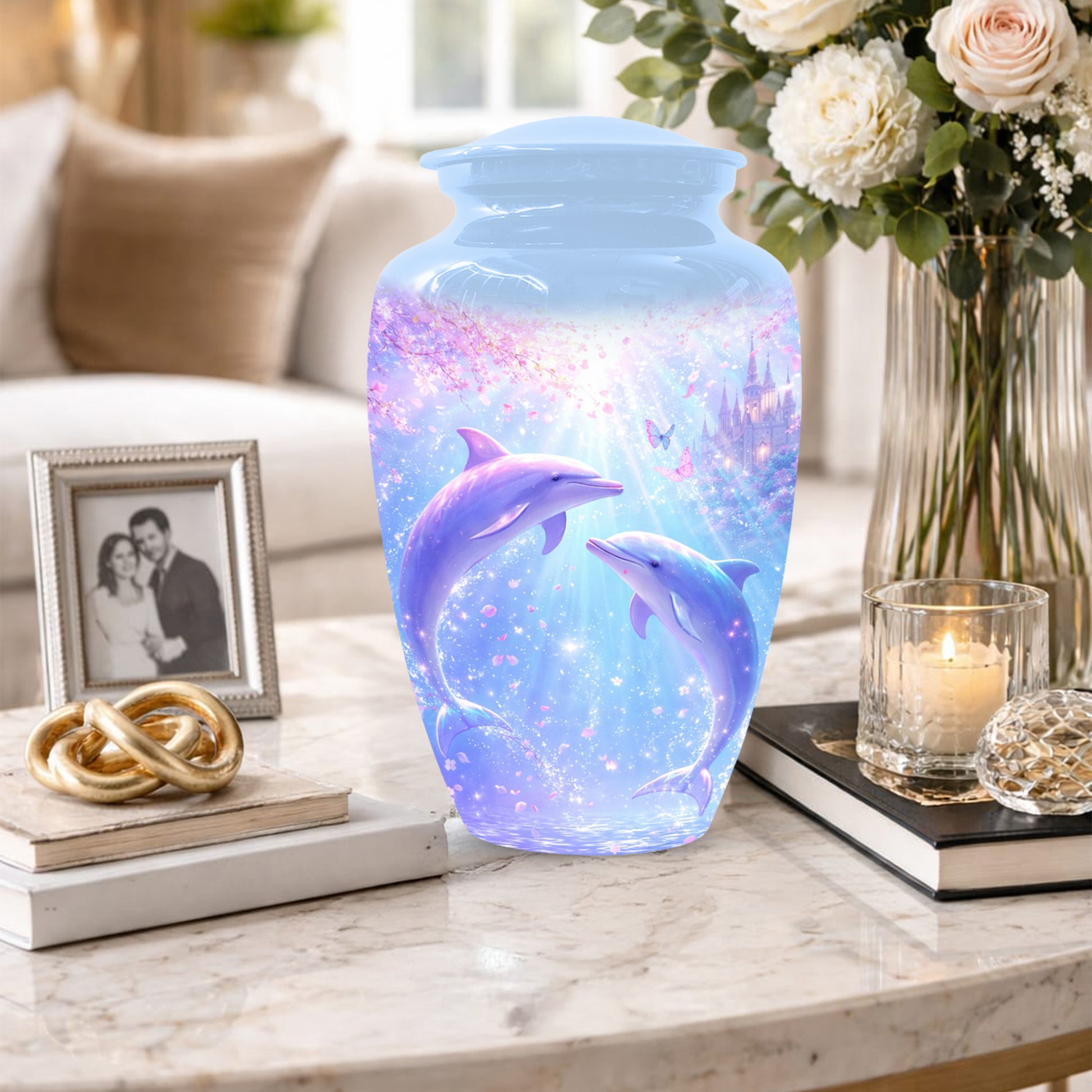 Dolphin  Memorial Urn for Mom  - Beautiful Ocean Cremation Urns for Women