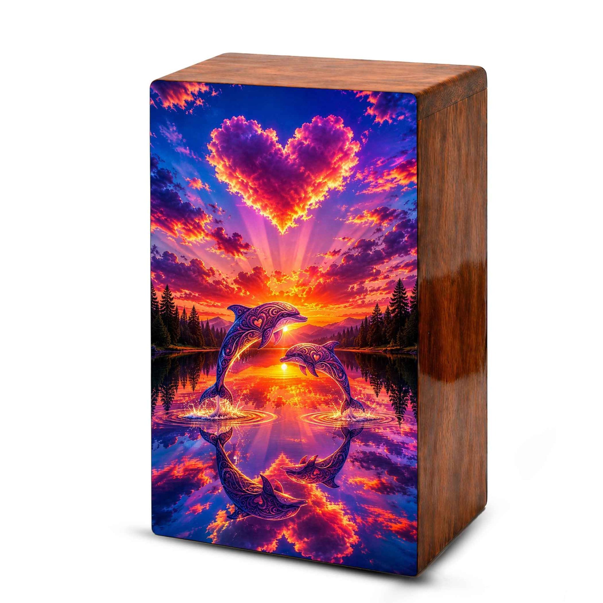 Dolphin Ocean Urn For Ashes – Couple Keepsake Urns box For Mom and Dad