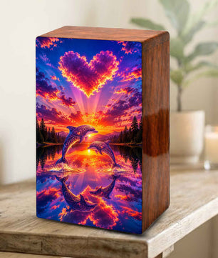 Dolphin Ocean Urn For Ashes – Couple Keepsake Urns box For Mom and Dad