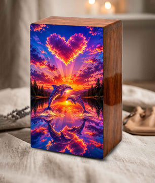 Dolphin Ocean Urn For Ashes – Couple Keepsake Urns box For Mom and Dad