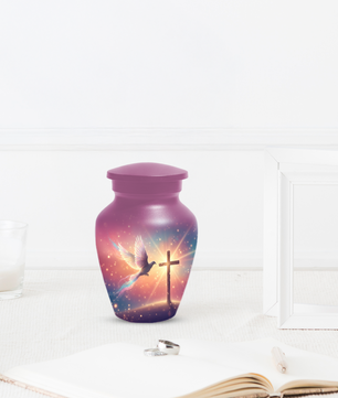 Christian Cross Urn for Human Ashes, Religious Dove Cremation Urn