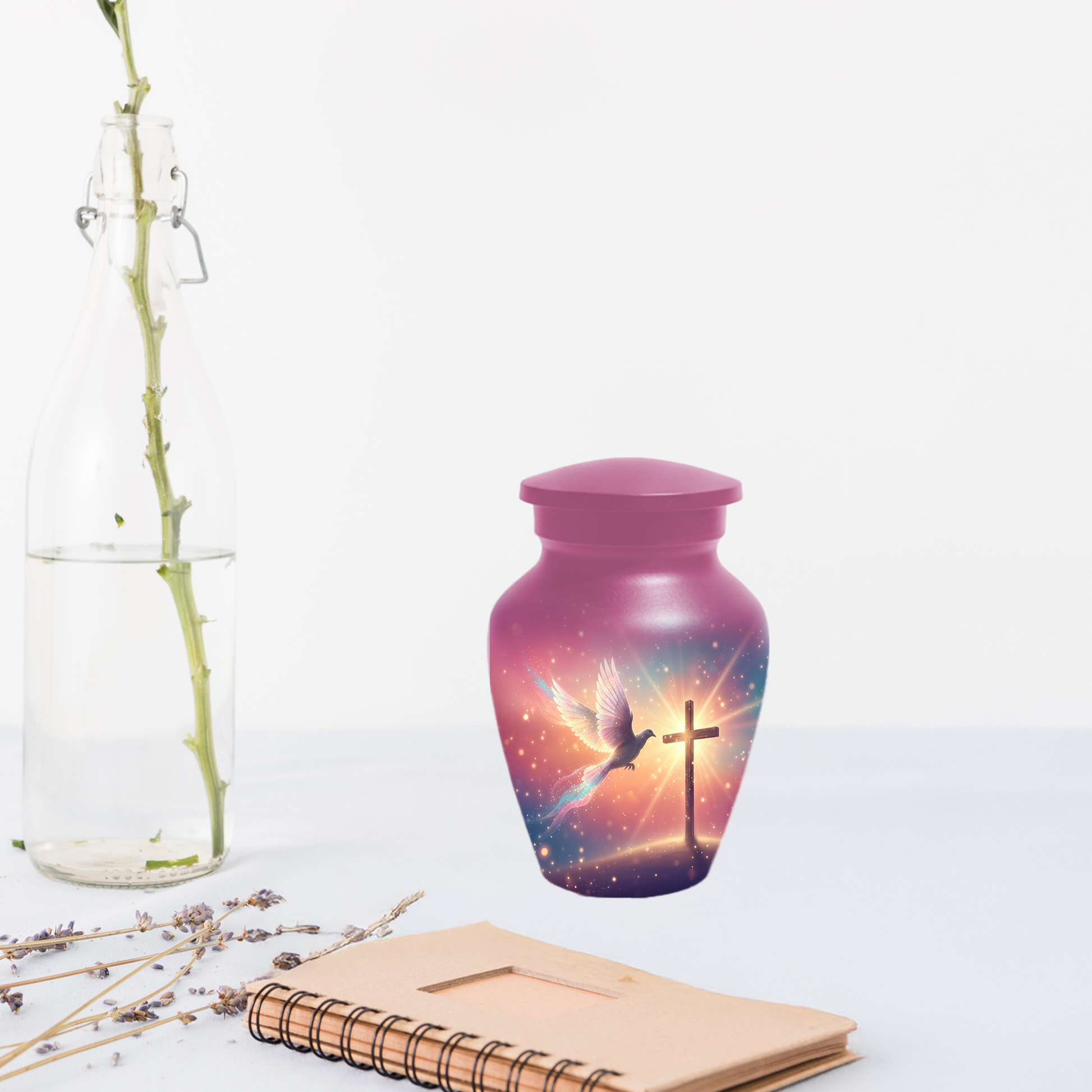 Christian Cross Urn for Human Ashes, Religious Dove Cremation Urn