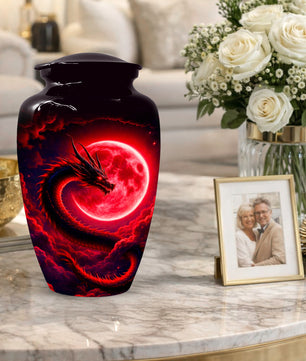 Red Dragon Cremation Urn for Ashes- Personalized Memorial for Dad