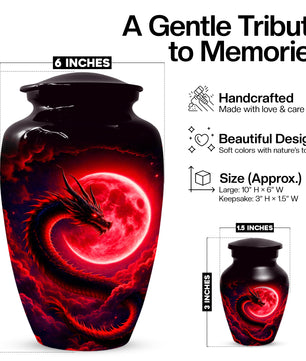 Red Dragon Cremation Urn for Ashes- Personalized Memorial for Dad