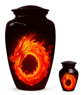 Fire Dragon Urn for Human Ashes, Personalized Dragon Cremation Urn
