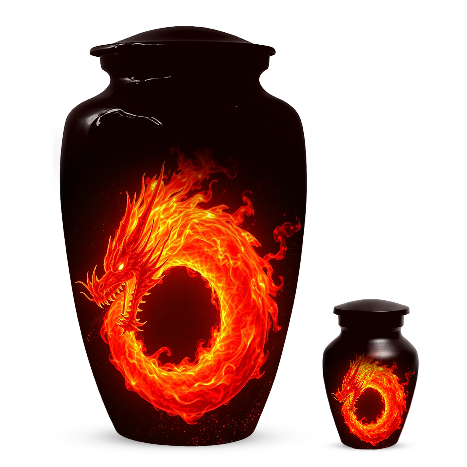 Fire Dragon Urn for Human Ashes, Personalized Dragon Cremation Urn