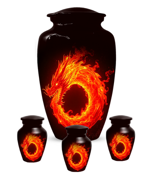 Fire Dragon Urn for Human Ashes, Personalized Dragon Cremation Urn