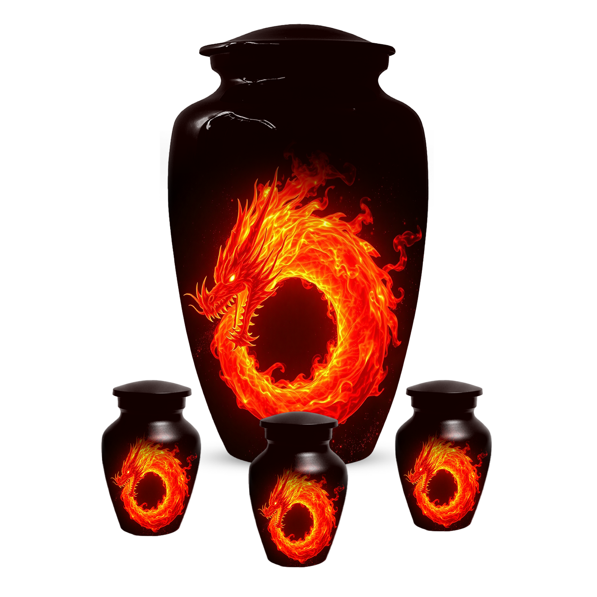 Fire Dragon Urn for Human Ashes, Personalized Dragon Cremation Urn