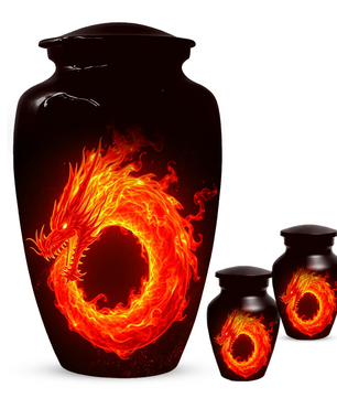 Fire Dragon Urn for Human Ashes, Personalized Dragon Cremation Urn