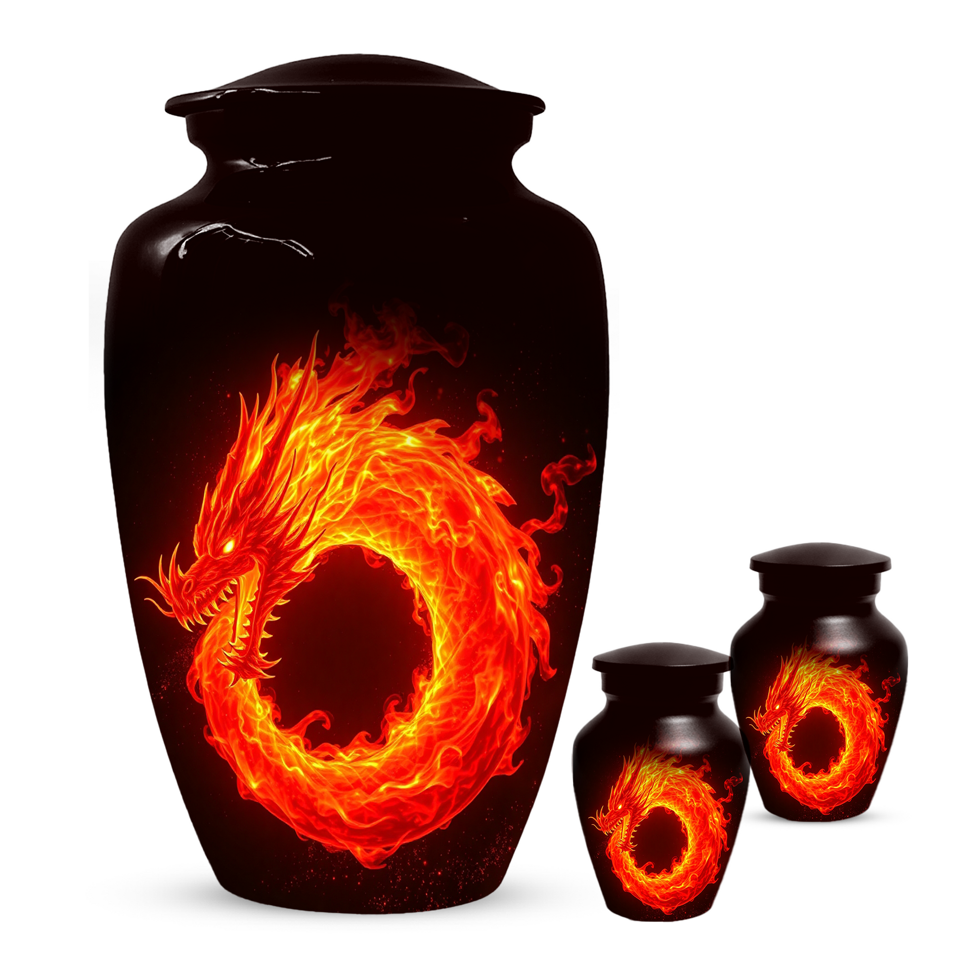 Fire Dragon Urn for Human Ashes, Personalized Dragon Cremation Urn