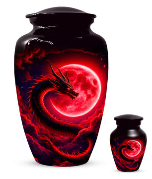 Red Dragon Cremation Urn for Ashes- Personalized Memorial for Dad
