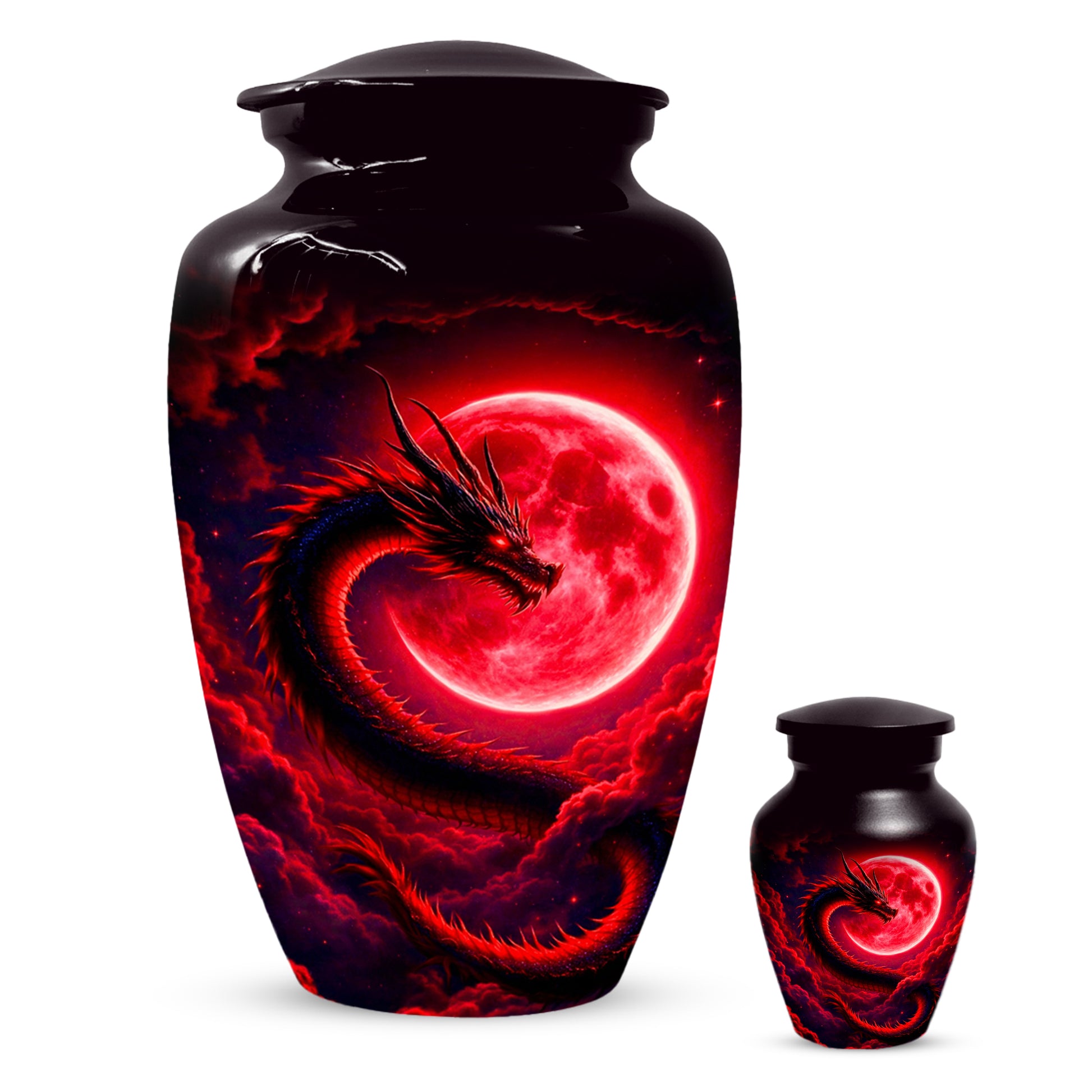 Red Dragon Cremation Urn for Ashes- Personalized Memorial for Dad