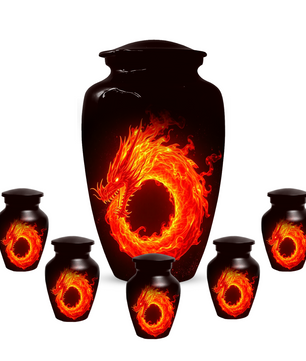 Fire Dragon Urn for Human Ashes, Personalized Dragon Cremation Urn