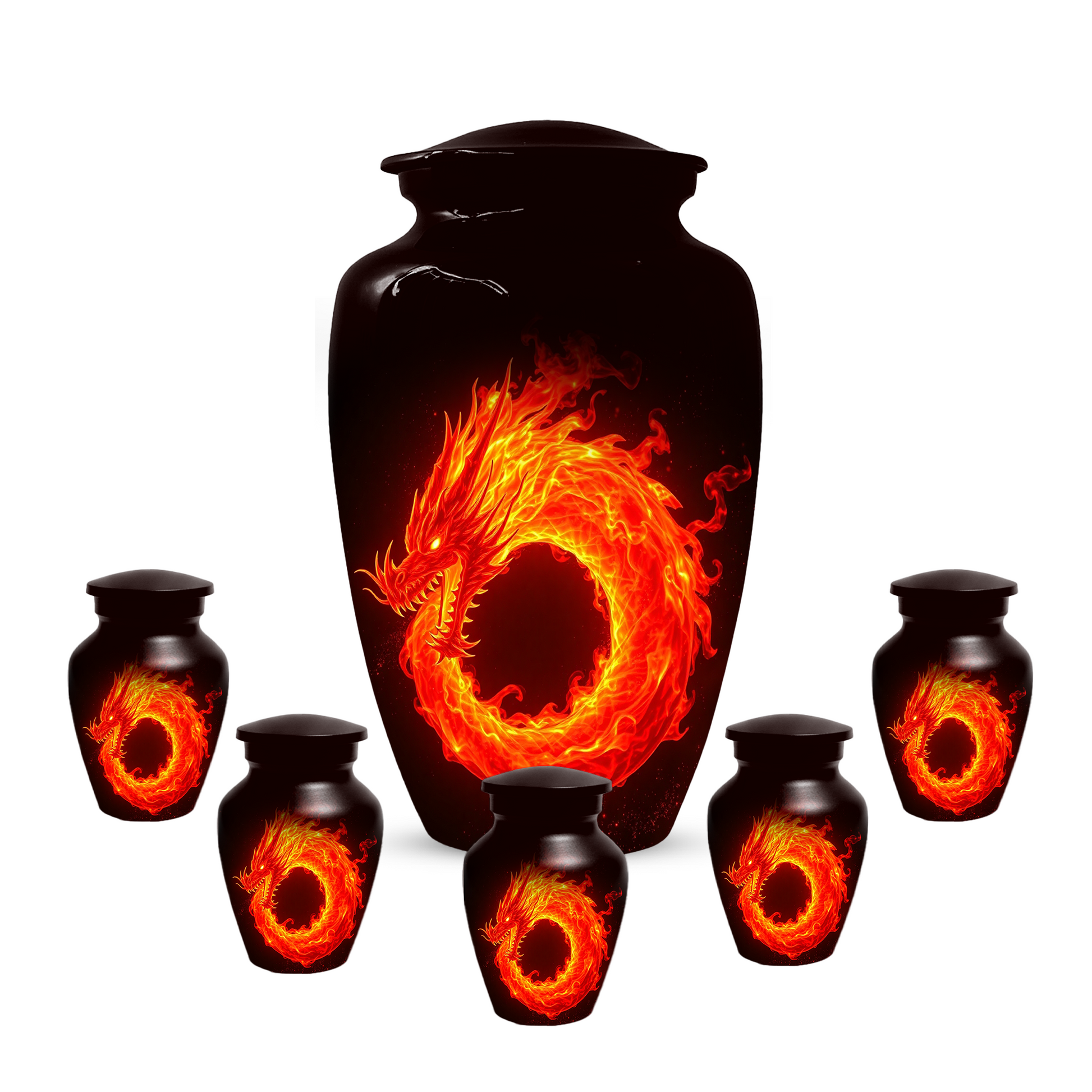 Fire Dragon Urn for Human Ashes, Personalized Dragon Cremation Urn